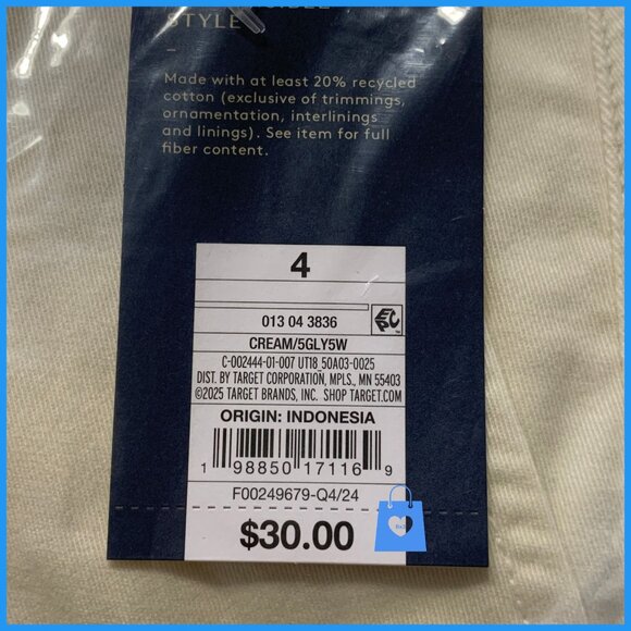 Size 4 - Womens Mid-Rise Straight Leg Relaxed Chino Pants - Cream - Picture 3 of 6